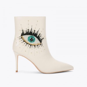 Kurt Geiger London Belgravia Eye Women's Heeled Boots Bone | Malaysia HN87-699