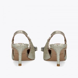 Kurt Geiger London Belgravia Bow Slingback Women's Heels Gold | Malaysia ME01-568