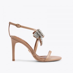 Kurt Geiger London Bromley Bow Sandal Women's Heels Camel | Malaysia BI10-533