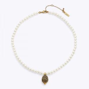 Kurt Geiger London Eagle Pearl Necklace Women's Jewelry White | Malaysia CE59-597