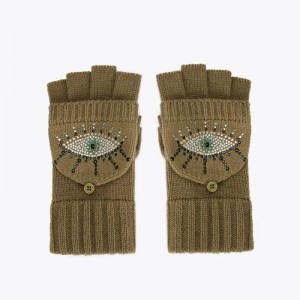 Kurt Geiger London Evil Eye Mitten Women's Gloves Khaki | Malaysia KO17-228