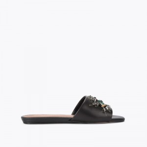 Kurt Geiger London Eye Flat Women's Sandals Black | Malaysia VL62-446