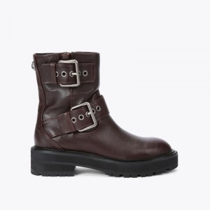 Kurt Geiger London Hackney Biker Women's Boots Brown | Malaysia DU74-377