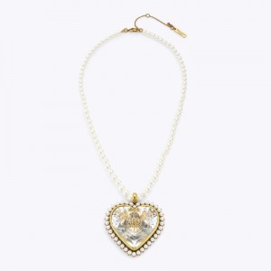 Kurt Geiger London Heart Large Necklace Women's Jewelry White | Malaysia FP83-253