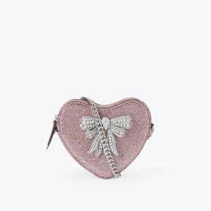 Kurt Geiger London Kensington Heart Bow Women's Crossbody Bags Pink | Malaysia FY85-890