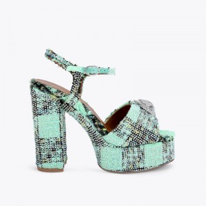 Kurt Geiger London Kensington Platform Sandal Women's Heels Green | Malaysia DV89-783