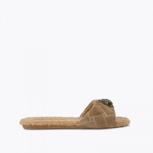 Kurt Geiger London Kensington Flat Women's Sandals Camel | Malaysia VH27-866