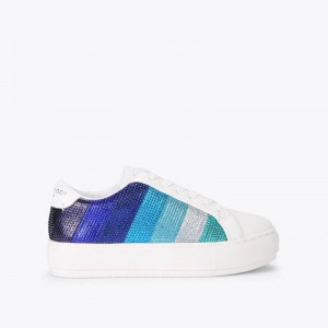 Kurt Geiger London Laney Stripe Crystal Women's Trainers Blue | Malaysia WI62-034