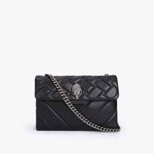 Kurt Geiger London Medium Leather Kensington Women's Shoulder Bags Black | Malaysia YV47-150