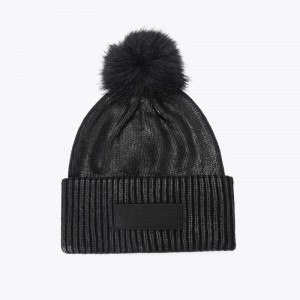 Kurt Geiger London Metallic Rib Women's Beanie Black | Malaysia CQ57-984