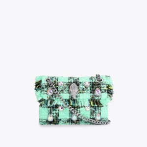Kurt Geiger London Mini Tweed Kensington Women's Crossbody Bags Green | Malaysia SO90-383