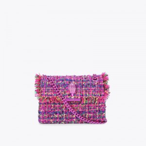 Kurt Geiger London Mini Tweed Kensington Women's Crossbody Bags Fushia | Malaysia JF79-944
