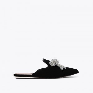 Kurt Geiger London Olive Bow Mule Women's Flat Shoes Black | Malaysia GG44-415