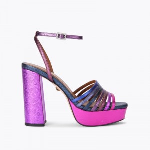 Kurt Geiger London Pierra Platform Sandal Women's Heels Purple | Malaysia HQ22-060
