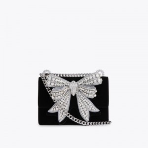 Kurt Geiger London Small Bow Shoreditch Women's Crossbody Bags Black White | Malaysia FR34-189