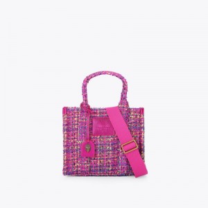 Kurt Geiger London Small Tweed Southbank Women's Crossbody Bags Fushia | Malaysia RI76-168