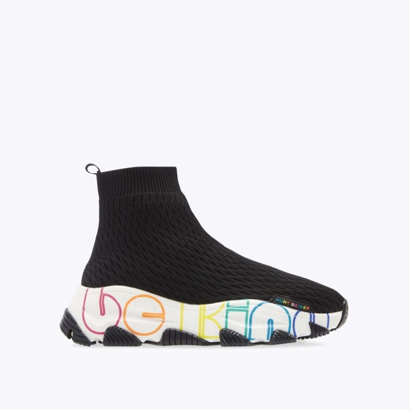 Kurt Geiger London Be Kind Lettie Knit Sock Women\'s Trainers Black White | Malaysia AQ40-922