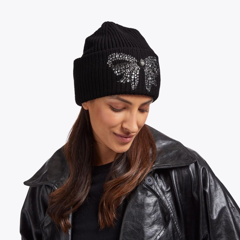 Kurt Geiger London Belgravia Bow Women's Beanie Black | Malaysia EF21-309