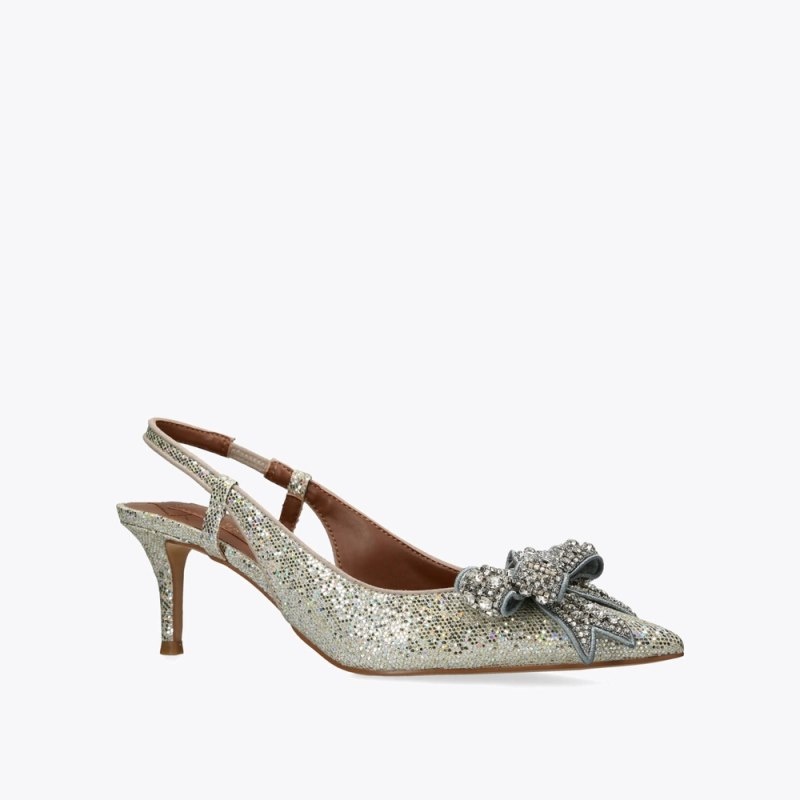 Kurt Geiger London Belgravia Bow Slingback Women's Heels Gold | Malaysia ME01-568