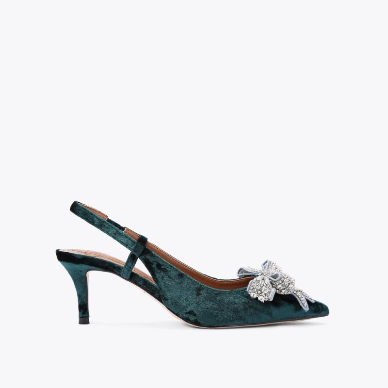 Kurt Geiger London Belgravia Bow Slingback Women's Heels Turquoise | Malaysia NX56-309