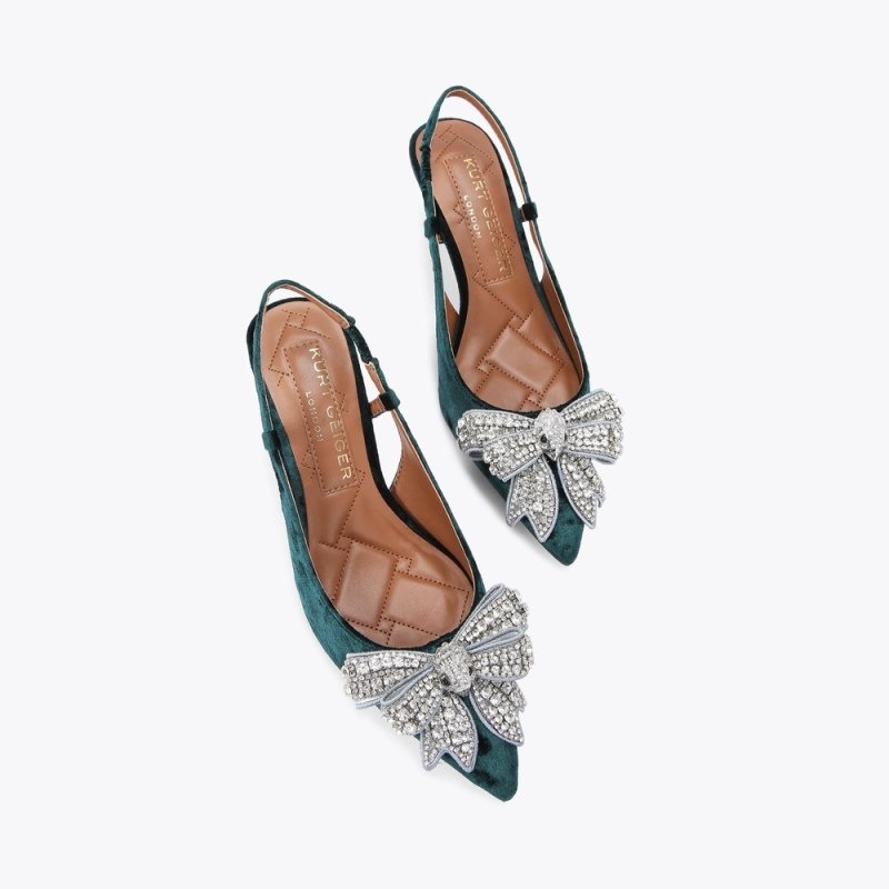 Kurt Geiger London Belgravia Bow Slingback Women\'s Heels Turquoise | Malaysia NX56-309