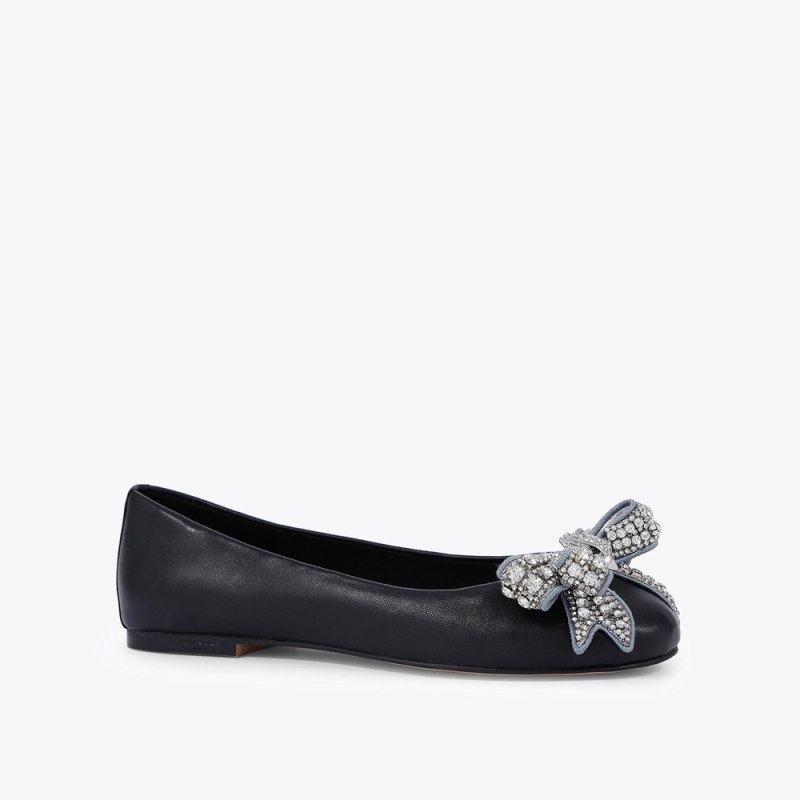 Kurt Geiger London Bow Flat Women's Ballerina Black | Malaysia SK45-839