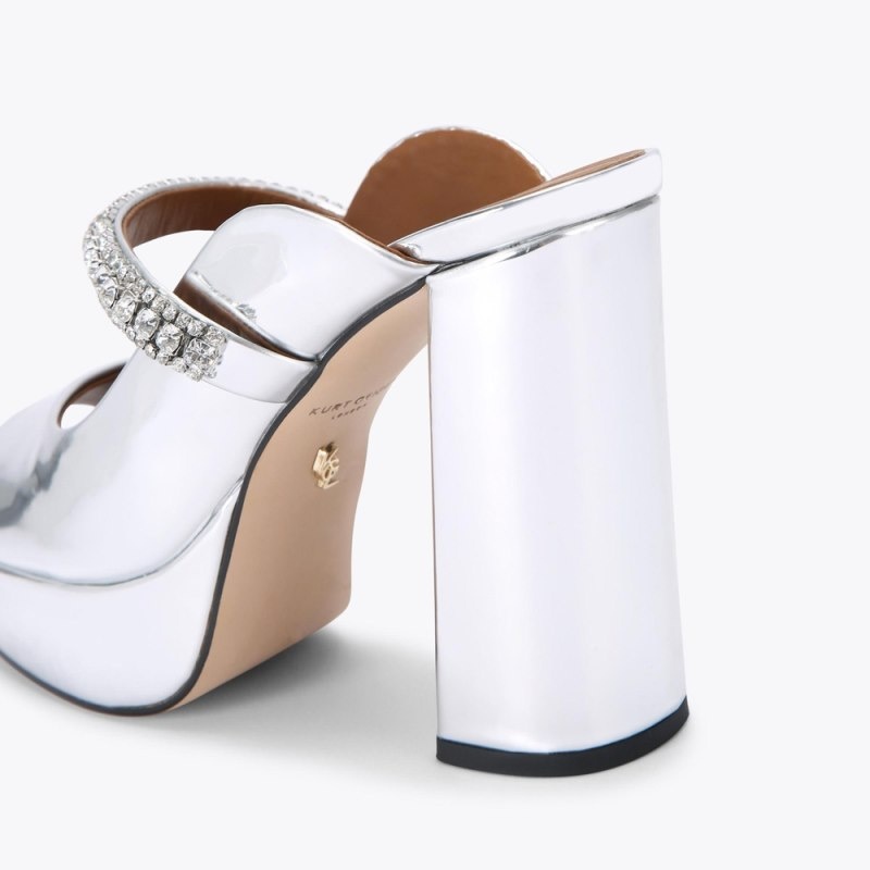 Kurt Geiger London Duke Platform Peep Toe Women's Sandals Silver | Malaysia EE09-238