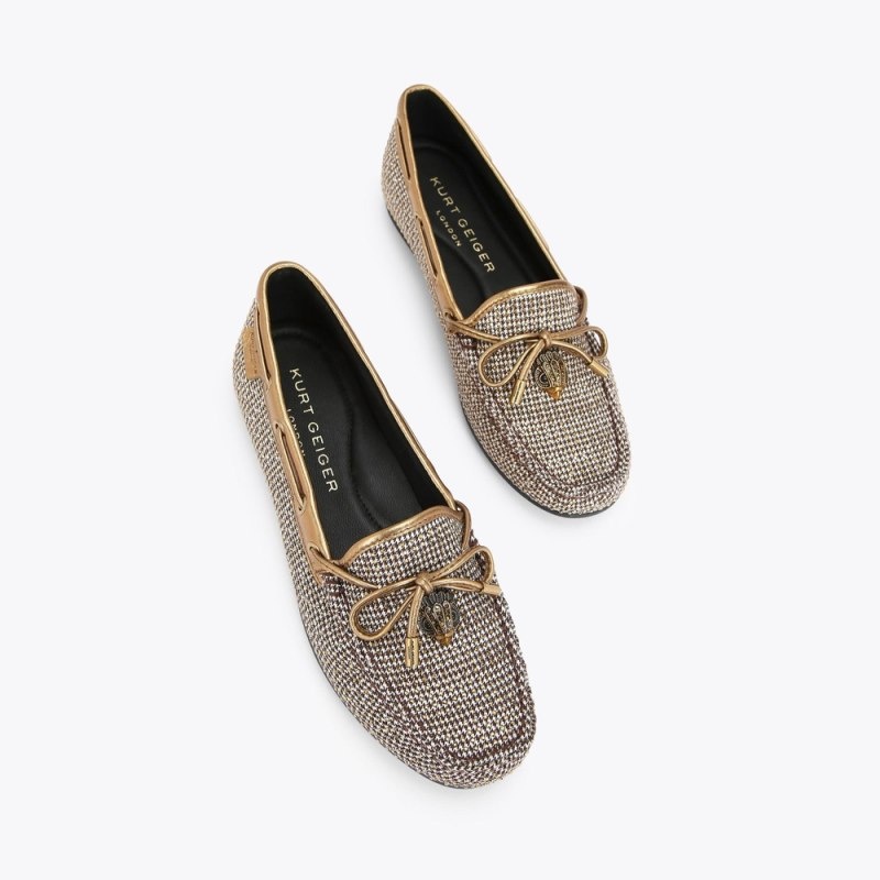 Kurt Geiger London Eagle Moccasin Women's Flat Shoes Beige | Malaysia XX53-199