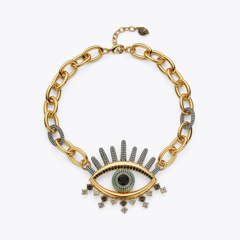 Kurt Geiger London Evil Eye Necklace Women\'s Jewelry Metal | Malaysia XQ90-887