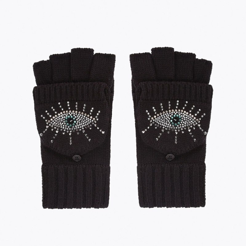 Kurt Geiger London Evil Eye Mitten Women\'s Gloves Black | Malaysia FL36-911