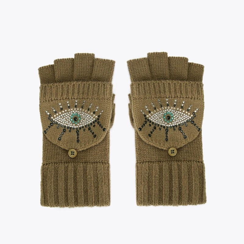 Kurt Geiger London Evil Eye Mitten Women\'s Gloves Khaki | Malaysia KO17-228