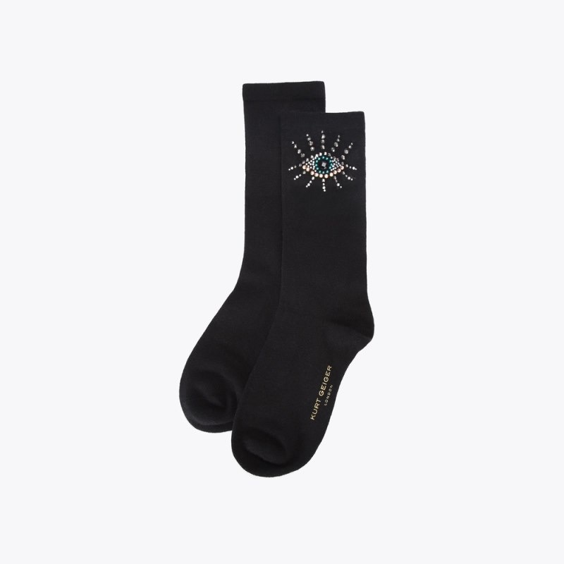 Kurt Geiger London Eye Gem Women\'s Socks Black | Malaysia AJ53-286