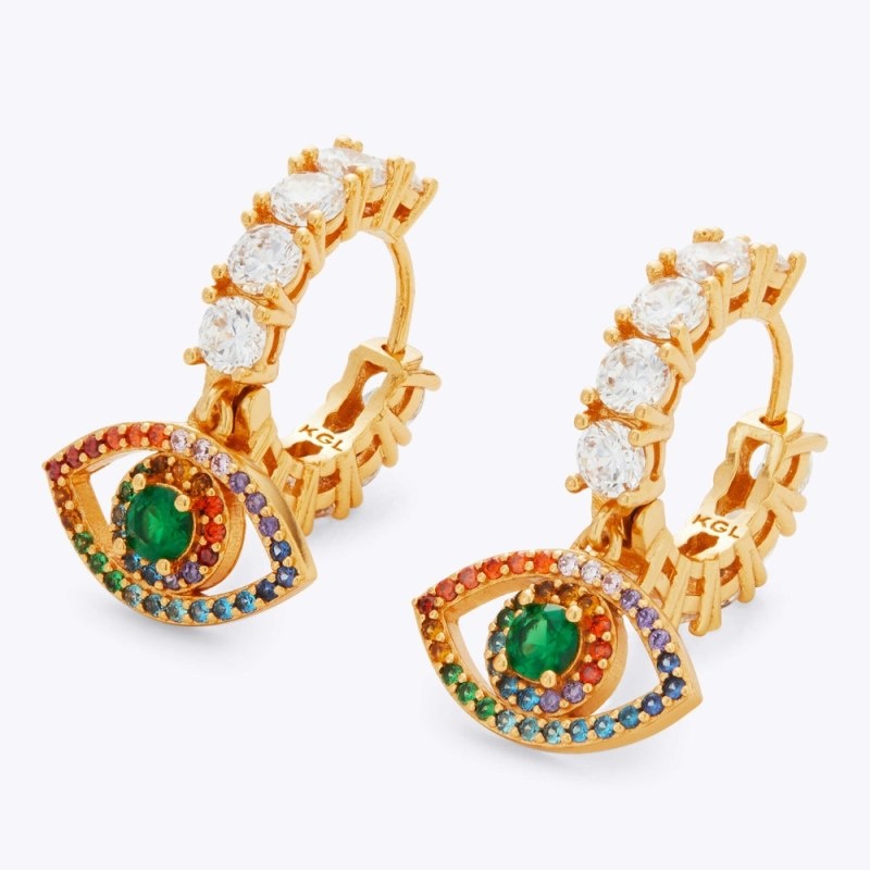 Kurt Geiger London Eye Huggie Earrings Women's Jewelry Multicolor | Malaysia DJ30-210