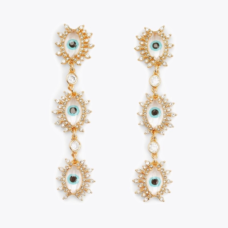 Kurt Geiger London Eye Linear Earrings Women\'s Jewelry Gold | Malaysia FC28-781