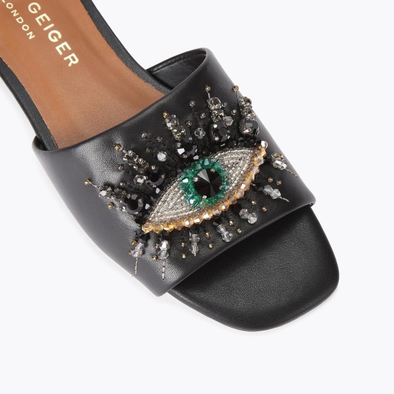 Kurt Geiger London Eye Sandal Women's Flat Shoes Black | Malaysia UJ14-050