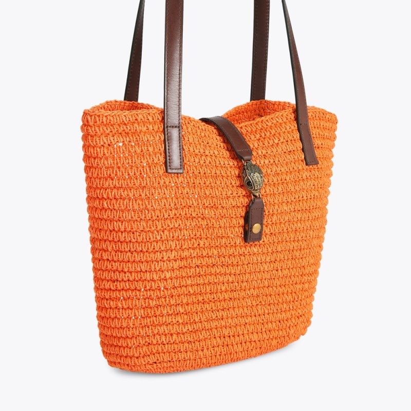 Kurt Geiger London Hampton Raffia Women's Tote Bags Orange | Malaysia HP44-949