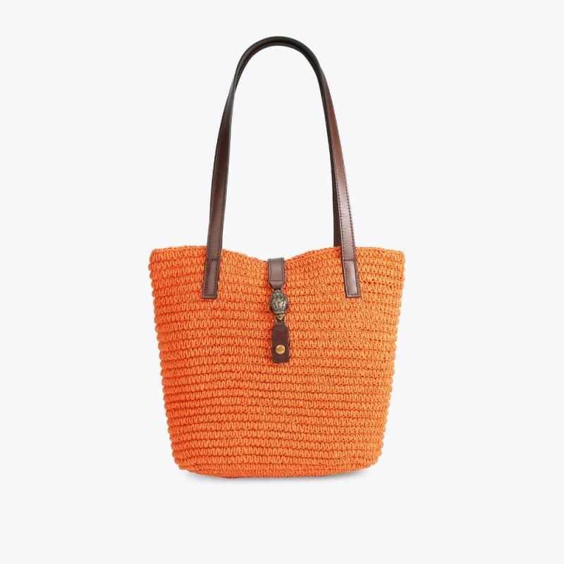 Kurt Geiger London Hampton Raffia Women\'s Tote Bags Orange | Malaysia HP44-949