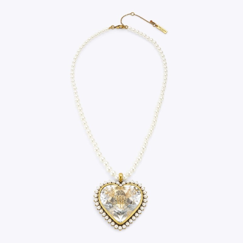 Kurt Geiger London Heart Large Necklace Women\'s Jewelry White | Malaysia FP83-253