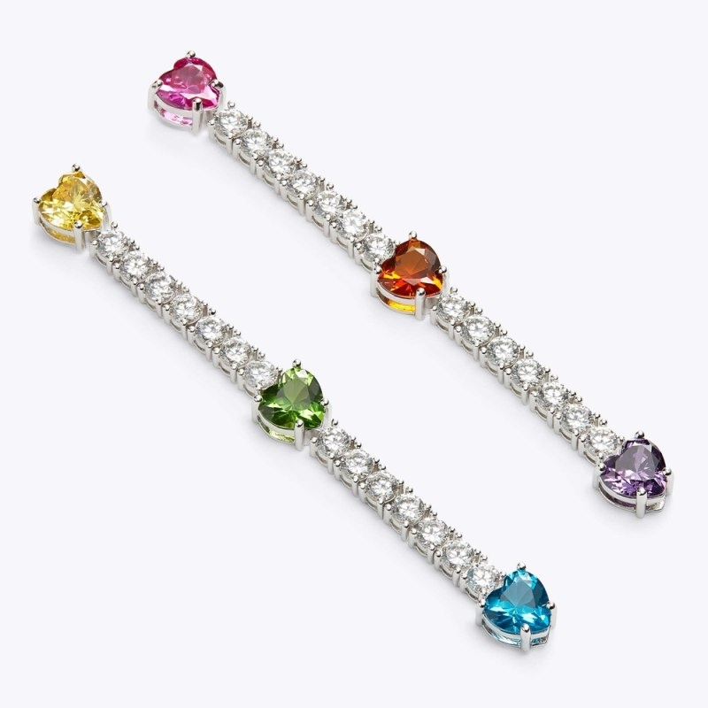 Kurt Geiger London Heart Linear Earrings Women's Jewelry Silver | Malaysia WS74-103