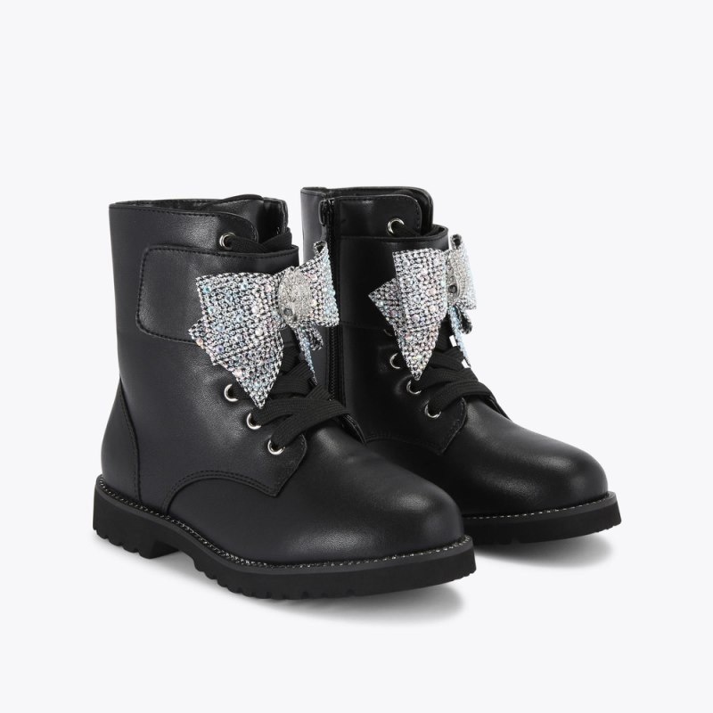 Kurt Geiger London Kensington Bow Boot Kids Shoes Black | Malaysia KH35-983