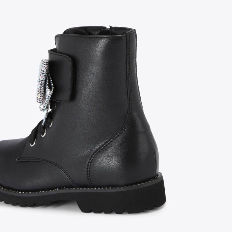Kurt Geiger London Kensington Bow Boot Kids Shoes Black | Malaysia RQ87-672