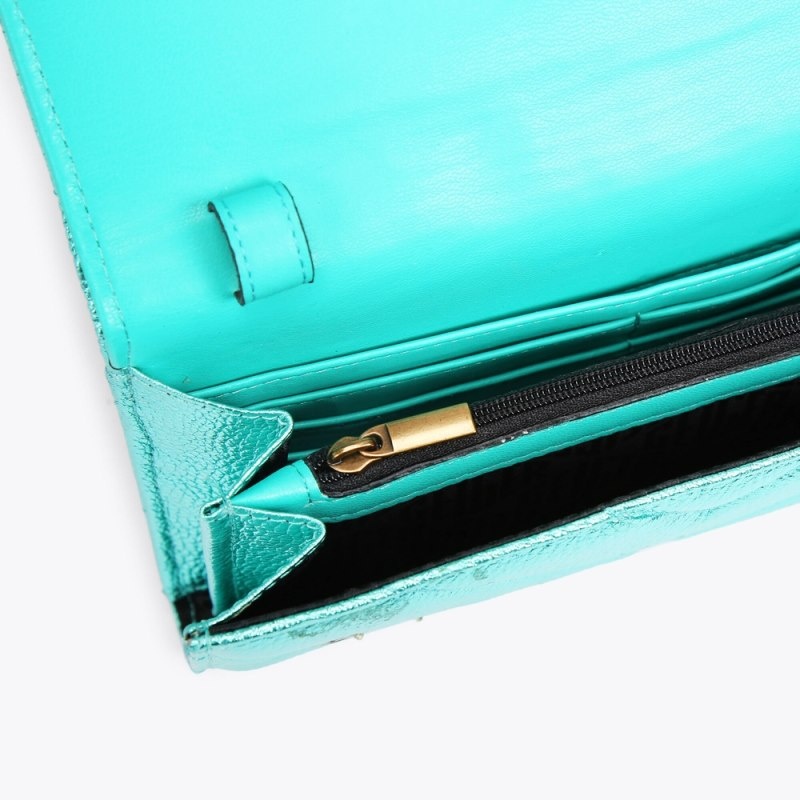 Kurt Geiger London Kensington Chain Eye Women's Wallets Turquoise | Malaysia JP40-649