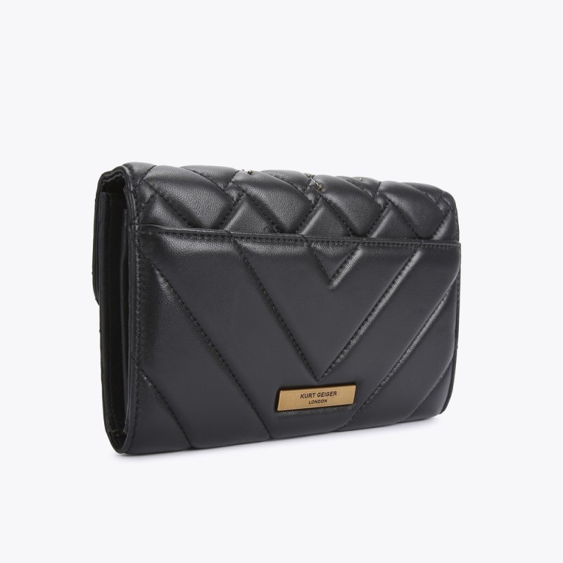 Kurt Geiger London Kensington Chain Eye Women's Wallets Black | Malaysia TQ20-049