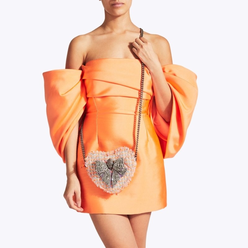 Kurt Geiger London Kensington Heart Bow Women's Crossbody Bags Orange | Malaysia LR16-304
