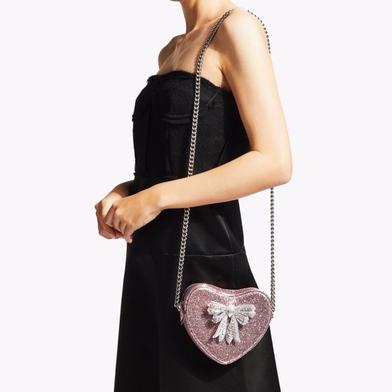 Kurt Geiger London Kensington Heart Bow Women's Mini Bags Pink | Malaysia WQ96-781