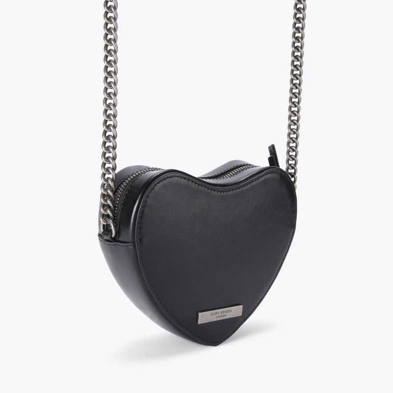 Kurt Geiger London Kensington Heart Bag Women's Crossbody Bags Black | Malaysia FS61-436