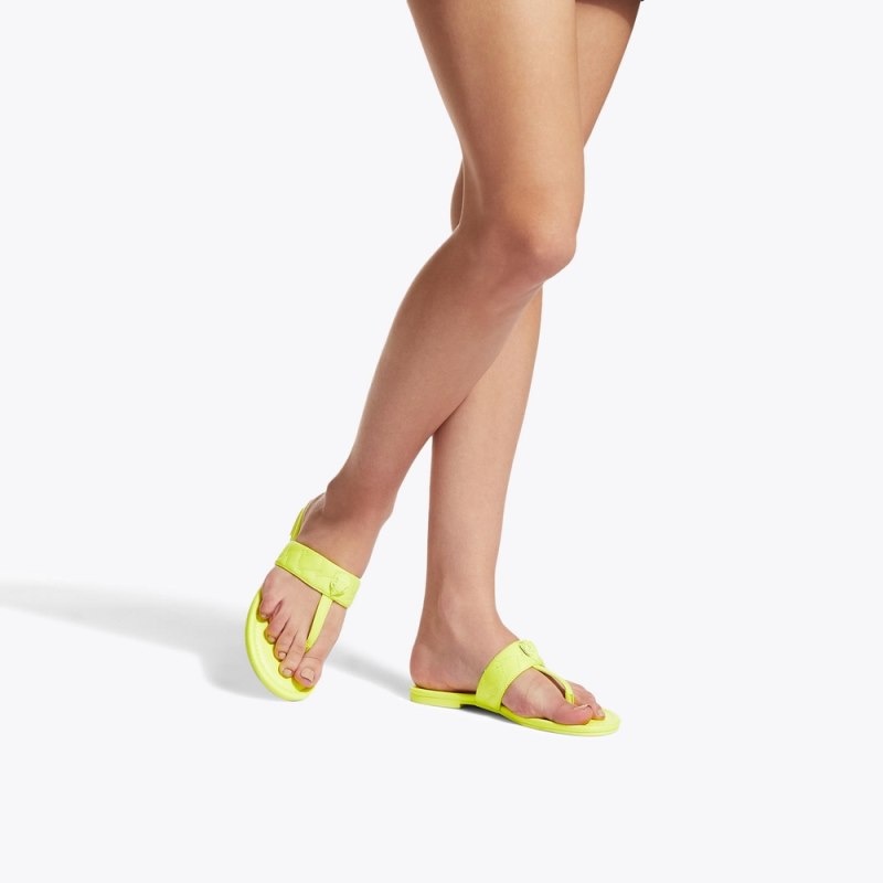 Kurt Geiger London Kensington T-bar Sandal Women's Flip Flops Yellow | Malaysia ZE60-059