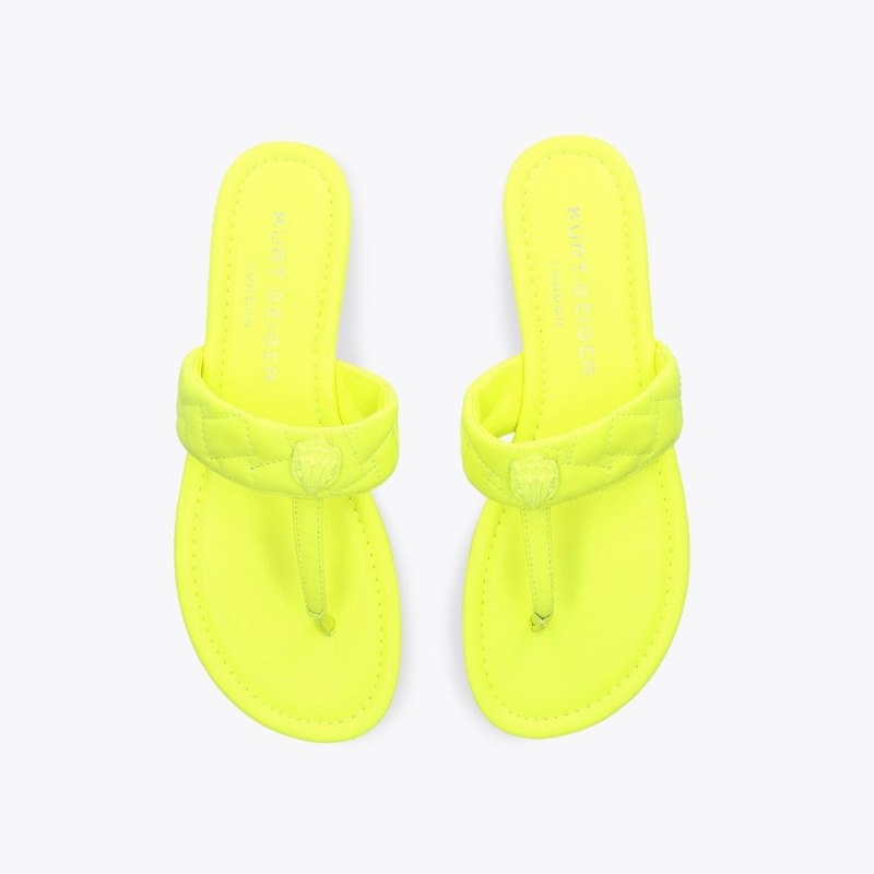 Kurt Geiger London Kensington T-bar Sandal Women's Flip Flops Yellow | Malaysia ZE60-059