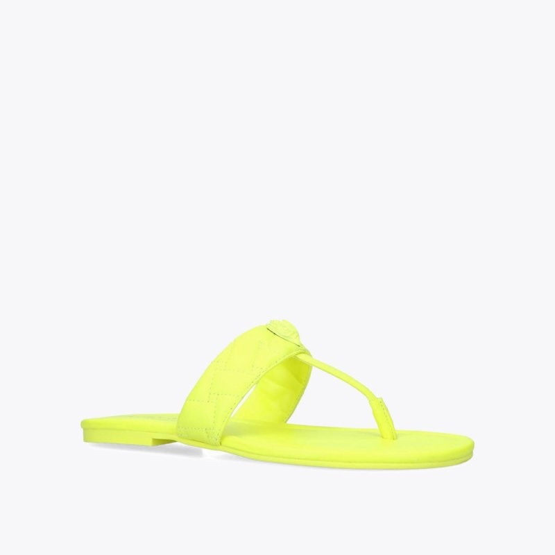 Kurt Geiger London Kensington T-bar Sandal Women's Flip Flops Yellow | Malaysia ZE60-059