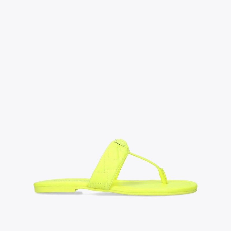 Kurt Geiger London Kensington T-bar Sandal Women\'s Flip Flops Yellow | Malaysia ZE60-059